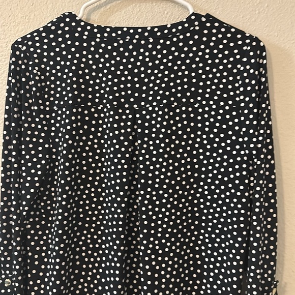 Anne Klein Women’s L Black/White Polka Dot Blouse - Picture 7 of 7